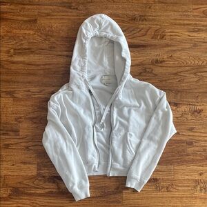 American Eagle White Cropped Hoodie Size S